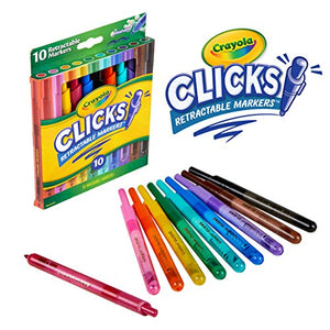 Crayola Washable Markers with Retractable Tips, Clicks, School Supplies, Art Markers, 10 Count