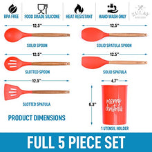 Zulay Kitchen Non-Stick Silicone Utensils Set (5-Piece) with Authentic Acacia Wood Handles & Utensil Holder - Silicone Cooking Utensils Set - Silicone Spatula Set - Spatula Silicone Cooking Set