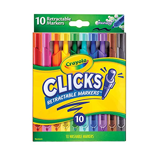 Crayola Washable Markers with Retractable Tips, Clicks, School Supplies, Art Markers, 10 Count