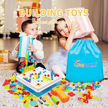 Creative Mosaic Drill Set for Kids, Creative Drilling Toy with Screwdriver Tool Playset, Electric Drill Toy & Rainbow Fasteners, Premium STEM Toys Building Set for 3+