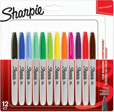 SHARPIE Permanent Markers | Fine Point | Assorted Colours | 12 Count