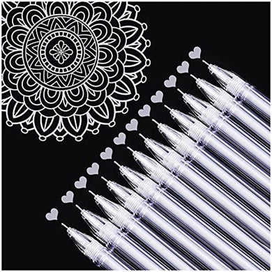 Dyvicl Silver Gel Pens, 0.5 mm Extra Fine Pens Gel Ink Pens for Black Paper Drawing, Sketching, Illustration, Adult Coloring, Journaling, Set of 12