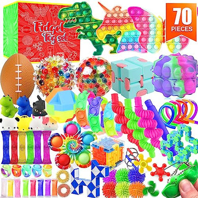 Fidget Toys Set, 70 Pack Sensory Toys Party Favors Kids Autism Autistic Children, Classroom Treasure Box Chest Prizes Pinata Stuffer Gifts Small Mini Bulk Toy Carnival ADHD